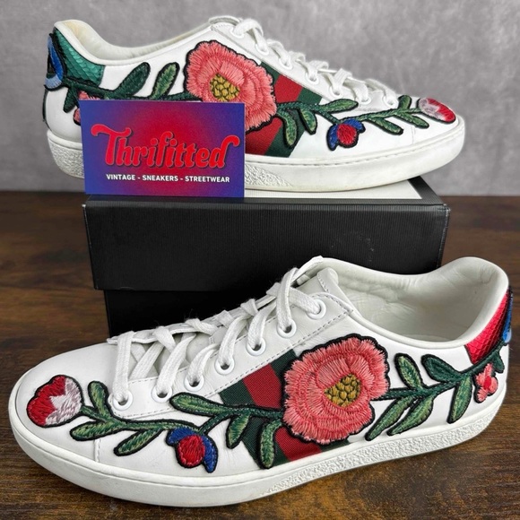 Gucci Ace Low Embroidered Floral Size 37 EU / 4 UK / 7 US Women’s Shoes OG Rare